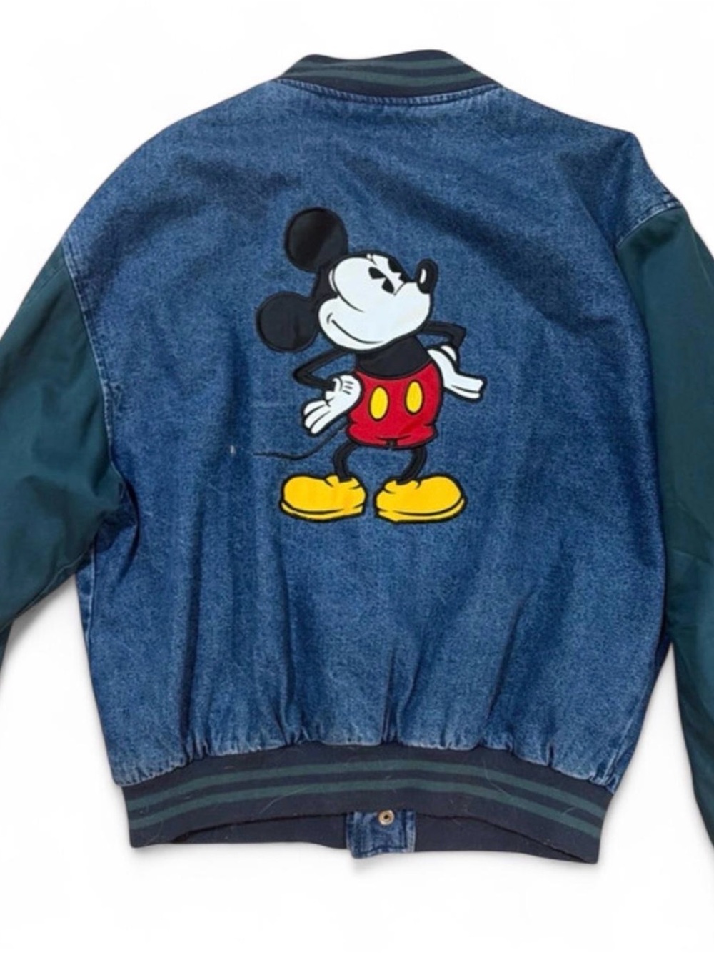 Vintage Genus brand Disney Mickey Mouse denim varsity jacket